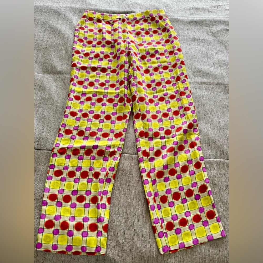 Etro Yellow Pink Red Geometric Straight Leg Pants
